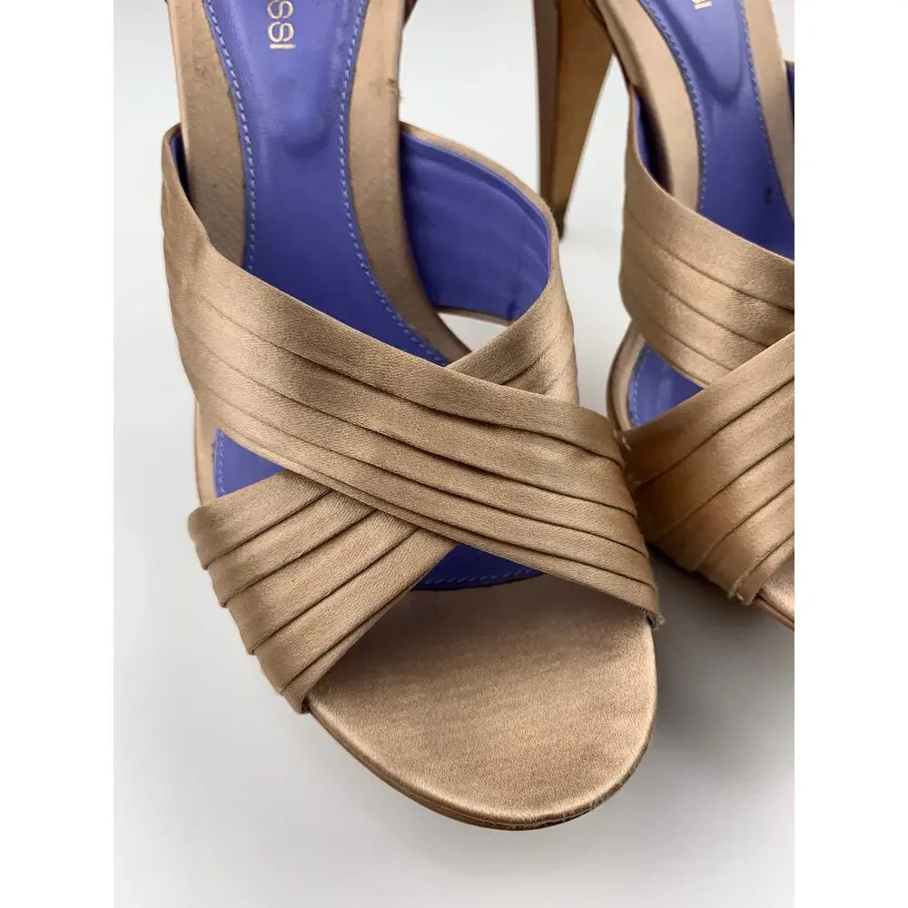 Sergio Rossi Platform Stiletto Sandals High Heels Tan Leather Womens 36.5 US 6.5